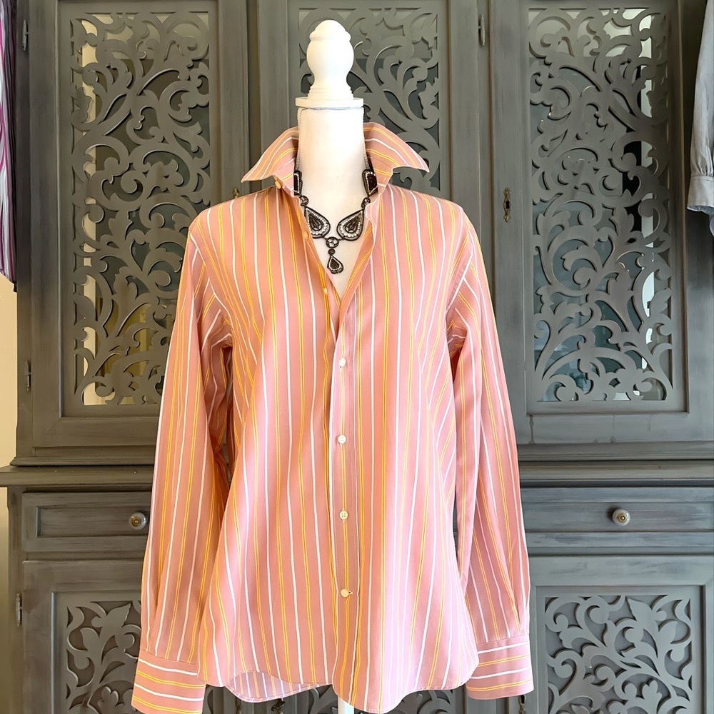 Etro Pink Striped Button Up Shirt 38 View 2